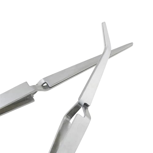 DGZZI 2PCS Multi-purpose Tweezer, Stainless Steel, Straight & Curved Tip, Cross Locking, Silver
