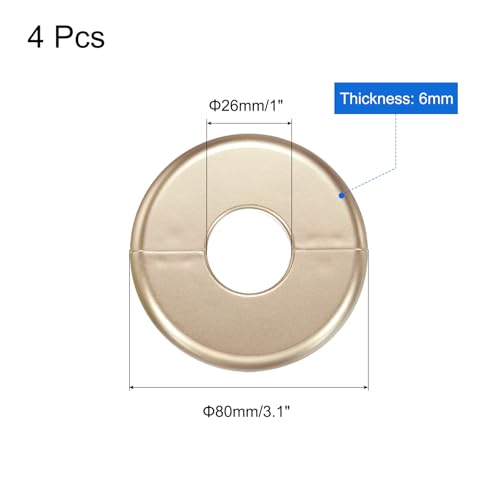 uxcell 4pcs Wall Split Flange 80mm / 3.1" OD Escutcheon Plate ABS Round Self-Adhesive Plumbing Cover Plates for 26mm / 1" Dia Water Pipe Faucet Decoration Accessories, Gold - color: Gold, size: 26mm