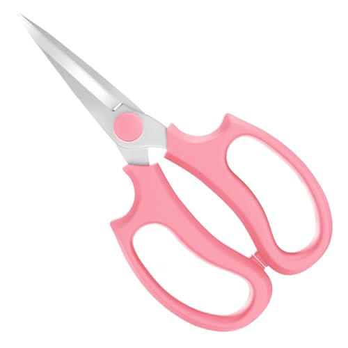 Housolution Flower Scissors, Strong Floral Shears, Premium Steel Pointed Garden Pruning Shears Floral Fruits Leaf Scissors Hand Pruner Snip Trimming Tool for Gardening Flower Arrangement, Pink - color: Pointed-pink, size: 1 Pack