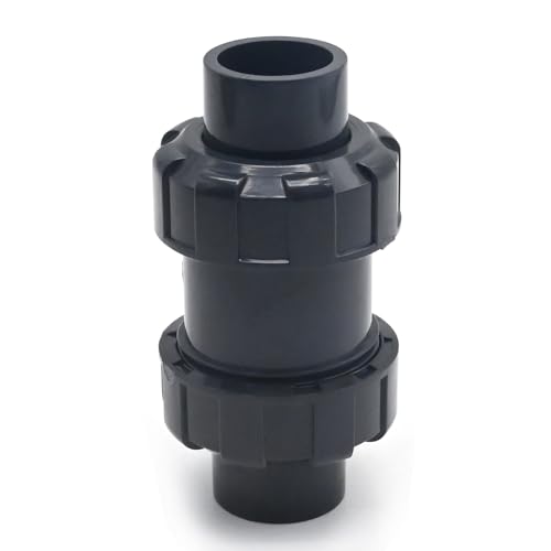 PVC True Union Check Valve, 3/4 Inch Slip Swing Full Port Utility, Sch80 Socket Backflow Prevention for Pool, Plumbing & Utility (Slip Connection)