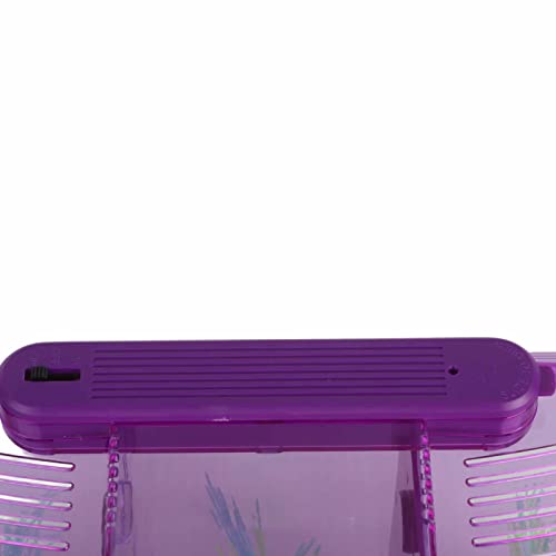 2 Betta Fish Tank With Divider, Aquarium Fish LED Acrylic Three Divisions Breeding Isolation Box for Small Fishes Aquarium Fish () - color: Purple