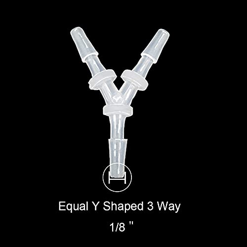 1/8" Hose Barb Fitting Equal Barbed Y Shaped 3 Way plastic Tubing Joint Splicer Mender Adapter Union for Oxygen Tubing Pipe Household Fuel Gas Liquid Air (Pack of 4) - size: 1/8 Inch