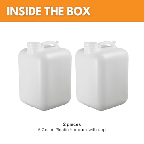 FastRack 6 Gallon Hedpak Jug with Screw Cap | 2-Pack BPA-Free Food-Grade HDPE Water Container, Leak-Resistant White | For Brewing, Fermentation & Emergency Water Storage - size: 2 Pack - 6 Gallon