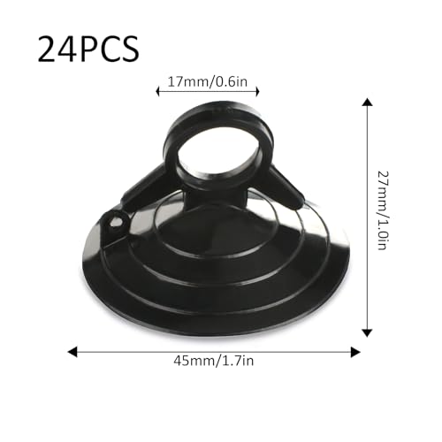 AccEncyc Suction Cups with Loops 24Pcs Window Suckers with Ring Car Glass Windshield Sunshade Suction Cups Aquarium Heater Suction Cups Glass Suction Pads for Seasonal Xmas Decorations (Black)