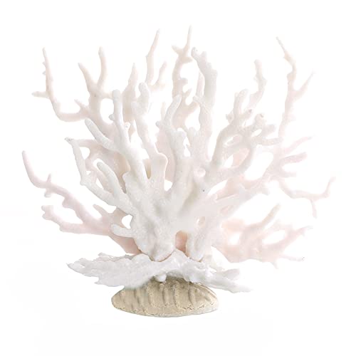 Artificial Aquarium Plants, Simulation Silicone Ornament Artificial Coral Sea Tree Aquarium Fish Tank Landscaping Decoration White