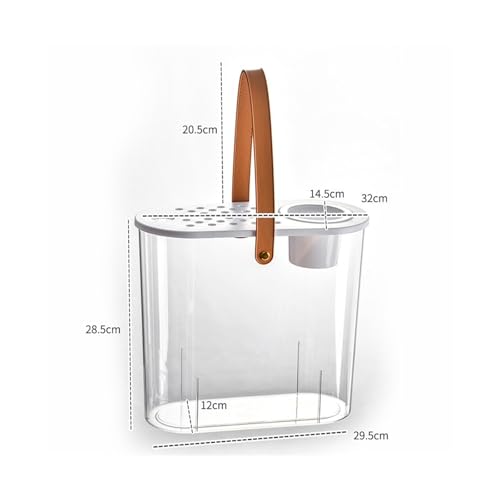 Aquariums Fish Bowl Transparent Acrylic Fish Tank with Breathable Lid and Easy to Move Carrying Handle Living Room Office Desktop Decorative Fish Tank Planter Fish Tanks(Black) - color: Black
