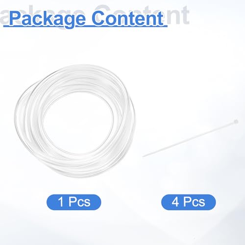 uxcell Flexible PVC Tubing, 5mm ID x 8mm OD - 6.6 Feet Long Clear Vinyl Water Pipe, Lightweight Plastic Hose Water Pipe with Zip Ties for Aquaponics, Air Hose, Irrigation - size: 5mm ID x 8mm OD
