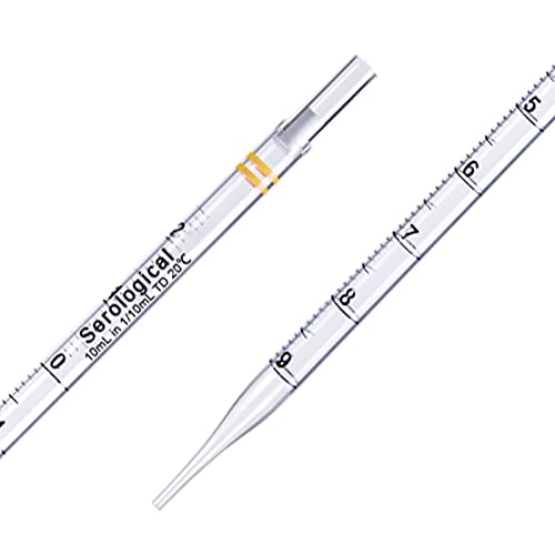 PEKYBIO Polystyrene Serological Pipettes Individually Wrapped Sterile Plastic Graduated Pipette 10ml, Pack of 100 - size: 10ML