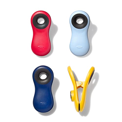 Oxo All Purpose Magnetic Clips, 1 EA - color: Navy Blue/Yellow/Red & Light Blue, size: 4 Piece All-Purpose Set