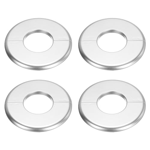 uxcell 4pcs Wall Split Flange 105mm / 4.1" OD Escutcheon Plate ABS Round Self-Adhesive Plumbing Cover Plates for 44mm / 1.7" Dia Water Pipe Faucet Decoration Accessories, Silver - color: Silver, size: 44mm