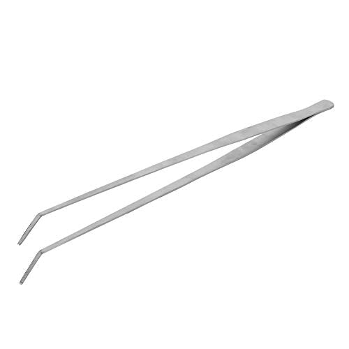 Stainless Steel Elbow Curved Tweezers for Aquarium Plants, 18.5 Inch Fish Tank Water Planting Tool - Durable Oxidation, Easy to Use for Aquarium Care and Landscaping