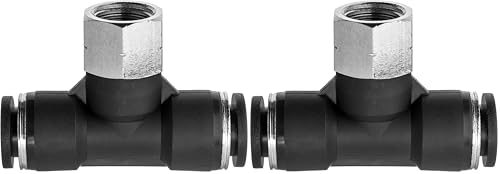 USA SEALING ZUSA-TF-PTC-529 Nylon Push to Connect Tube Fittings Female Branch Tee: 3/8" Tube 1/4" NPT Female (Pack of 2) - size: 1 Count (Pack of 2)