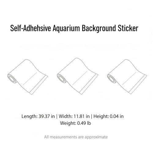 Self-Adhesive Aquarium Background Sticker, Opaque Blue PVC Backdrop for Fish Tank Glass - size: 39.37 x 11.81 x 0.04 in