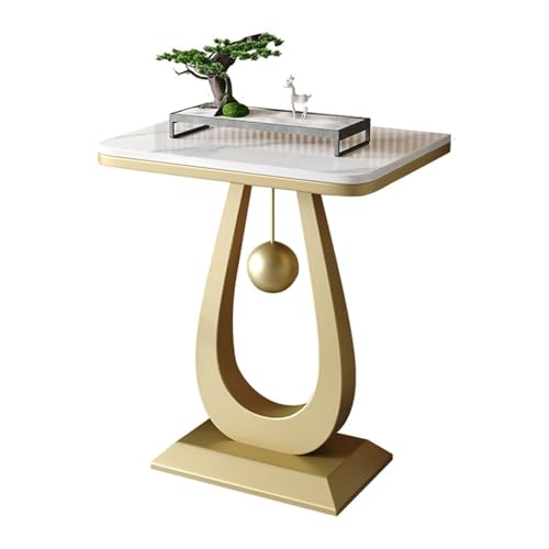 Modern Marble Console Table with Metal Frame, Minimalist Plant Stand, Living Room Display Shelf, Flower Pot Rack, Versatile Furniture for Home Décor - color: Gold-2, size: 50*30cm/19.7*11.8in