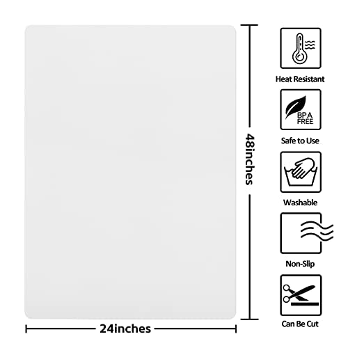 Silicone Mat Heat Resistant Mats for Countertop, Multipurpose Large Silicone Mats for Crafts Kitchen Workbench Size 48x24 inches Thick 2mm,Rolled Package,Translucent - color: Translucent, size: 48"L x 24"W