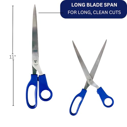 KUTZ 11" (27.9 cm) Leather Cutting Scissors | Extended Reach & Sharpness | Plastic Handles | Stainless Steel Blades | Ideal for Fabrics, Leather & Crafting Tasks - size: 11"