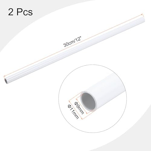 MECCANIXITY 2Pcs 0.43 Inch PVC Rigid Tube Round Pipe 9mm ID 11mm OD 12" High Impact for Water Pipe, Aquarium, Fish Tank, Greenhouse Garden, White - color: White, size: 9mm x 11mm