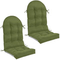 Geelin 2 Pcs Outdoor Patio Chair Cushion Thick High Back Adirondack Chair Cushion Tufted Weather & Fade Resistant Anti-Slip Outside Rocking Chairs Pads with Ties, 44 x 19 x 4 Inch (Moss Green) - color: Moss Green