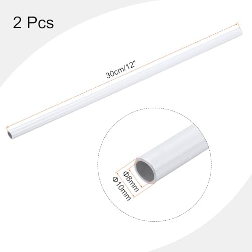 MECCANIXITY 2Pcs 0.39 Inch PVC Rigid Tube Round Pipe 8mm ID 10mm OD 12" High Impact for Water Pipe, Aquarium, Fish Tank, Greenhouse Garden, White - color: White, size: 8mm x 10mm