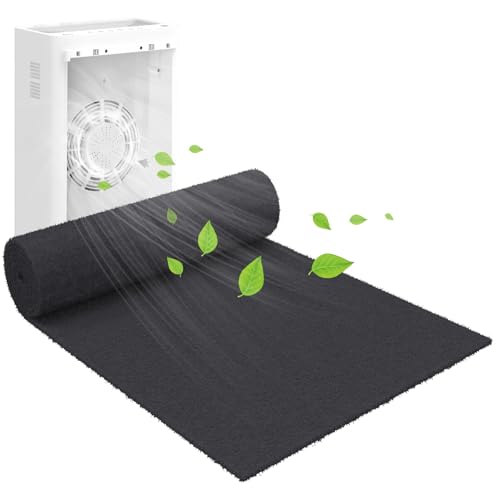 Cut to Fit Carbon Air Purifier Filter Roll, 16x48x1/4 inches Size Activated Charcoal Dust Filter Sheet,Carbon Pad Replacement for Air Vent,AC,Range Hood,Pond,Compost Bin,Odor Absorbing - style: 16" x 48"(Black)