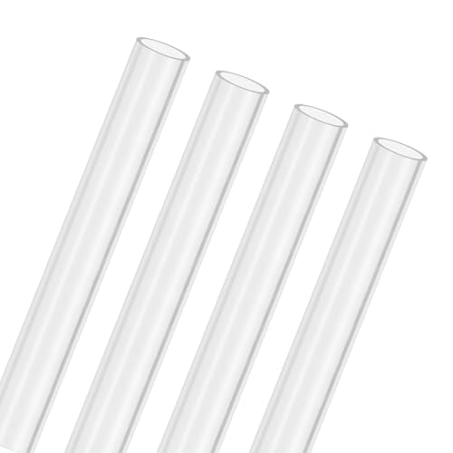 M METERXITY 4-Pack Clear Rigid Acrylic Pipe, 10mm[0.39"] ID x 12mm[0.47"] OD Plastic Round Tube for Water Cooling System/Lamps/Fountains/Aquariums/Display Stand, Acrylic Tubing [305mm/12IN] - size: 10mm ID x 12mm OD