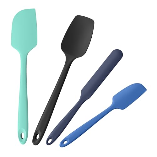 4-Piece Silicone Spatula Scrapers: Doosu 600°F Heat Resistant Food Grade Kitchen BPA Free Rubber Baking Cooking Tool Nonstick Utensil Set for Mixing, Scraping, Folding, Stirring, Serving (Multi-3) - color: Multicolor 6, size: Set of 4