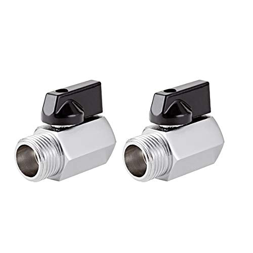 2 Pack Brass Mini Ball Valve 1/2" NPT Female x Male Thread Shut-Off Valve - size: 1/2" NPT