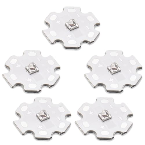 5Pcs IR 3535 High Power SMD LED Chip 3W Infrared Emitting with Aluminum Plate 20mm Star PCB Base Heat Sink for Infrared Transmitter (60deg,IR 760nm-765nm,DC 2-2.2V,1500mA,42mil chip) - color: Ir760-765nm
