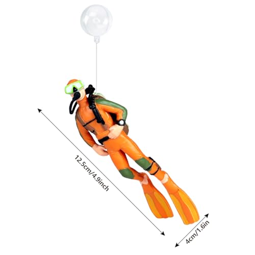 2pcs Floating Fish Tank Decorations, Cute Little Diver Aquarium Decoration Cartoon Fish Playmate with Floating Device Fish Tank Accessories - color: Deep Blue Diver Frogman (Swimming Posture)+orange Diver Frogman (Swimming Posture) Both With Fishing Line