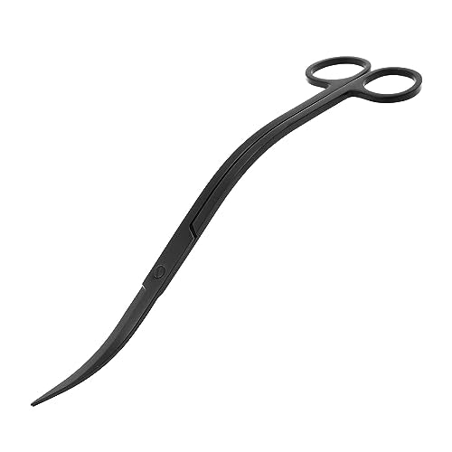 Mandala Crafts Extra Long Black Stainless Steel Curved Aquarium Scissors for Trimming Aquatic Plants – Wave Aquascape Scissors for Fish Tanks, Hospital Tanks, Goldfish Bowls, Aquariums, and Terrariums - color: Black Wave Scissors, size: 10 Inches