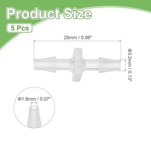 MECCANIXITY 5pcs Plastic Hose Barb Fitting, 1/8" Barbed Hose Pipe Fitting Splicer Mender Joint Adapter for Water Liquid Fuel Line Tube, Clear - color: Clear, size: 1/8 Inch