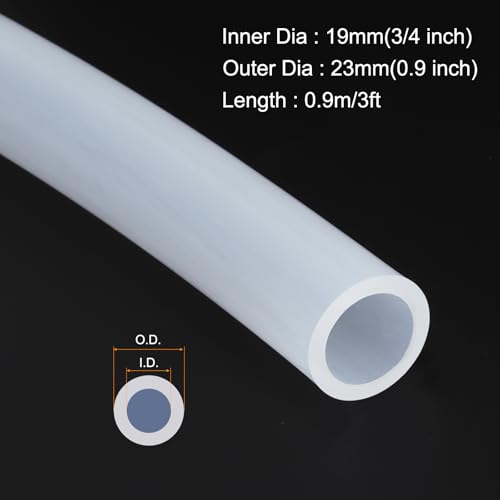 MECCANIXITY 3ft Clear Silicone Rubber Tubing 3/4" ID Plastic Tube Flexible Air Hose for Brewing, Wine Making, Pump Siphon, 19mm x 23mm, with 2pcs Clamps - size: 19mm x 23mm