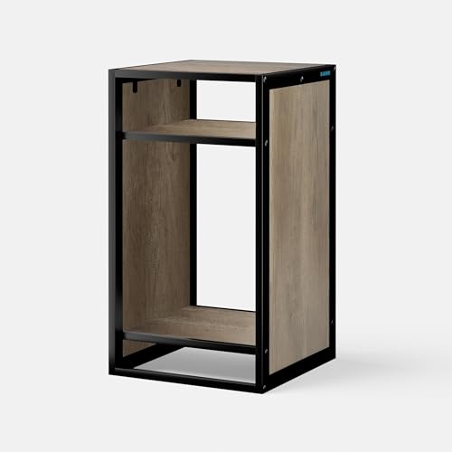 LANDEN Brown Metal Frame Stand, Three-Shelf for Fish Tanks up to 20 Gal, 45x45x80cm (17.7x17.7x31.49 in), for Fish Tanks and Reptile Terrariums, Home & Office Use - color: Beige Oak Wood, size: W17.7 x D17.7 x H31.5 in(45X45X80cm)