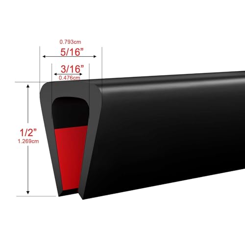 Silicone Edge Trim Self-Adhesive U Channel Silicone Edge Trim Edge Protector for Sheet Metal (Black, Fit 3/16" - L 10') - color: Black, size: Fit 3/16" - L 10'