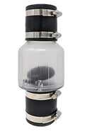 PumpSpy Silent Check Valve with Buna-N Couplings, Spring-Loaded Flapper, Sump Pump Life Expectancy Increase, Includes Steel Clamps Fit (2 Inches) - size: 2 Inches