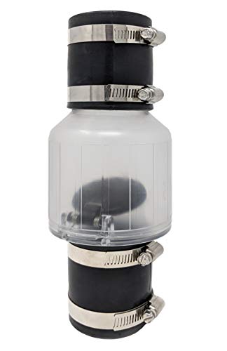 PumpSpy Silent Check Valve with Buna-N Couplings, Spring-Loaded Flapper, Sump Pump Life Expectancy Increase, Includes Steel Clamps Fit (2 Inches) - size: 2 Inches