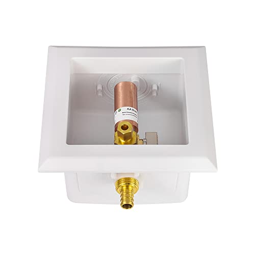 EFIELD Universal Ice Maker Box,1/2-Inch Pex Crimp Inlet Connection with Installed 1/4-Turn Ball Valve (Crimp Pex with Copper Arrestor),(IM018) - size: with Copper Arrestor, style: Pex Crimp