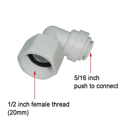 MALIDA 10pcs Elbow 5/16" OD Tube x 1/2"Female Thread Adapter Tube Push to Connect Fittings for Reverse Osmosis RO water filter System Faucet Adapter. - style: 1/2" female elbow