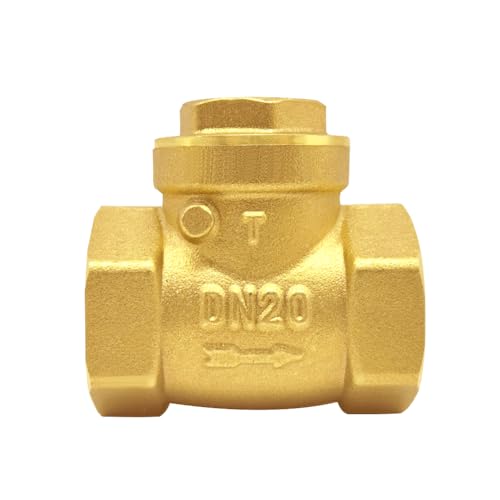 3/4” Female Thread Brass Horizontal Check Valve DN20 One-Way Non-return Swing Check Valve Prevent Water Backflow - size: 3/4" Female