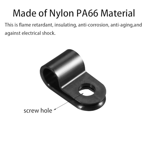 200PCS R-Type Nylon Cable Clips,3/8'' Black Plastic R-Type Clip Cable Clamps Wire Management - size: 200PCS--3/8''