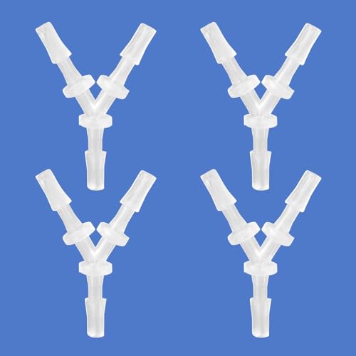 Quickun 1/8" Hose Barb Fitting Equal Barbed Y Shaped 3 Way Plastic Joint Splicer Mender Adapter Union for Air Line Tubing Pipe (Pack of 4) - size: 1/8 Inch