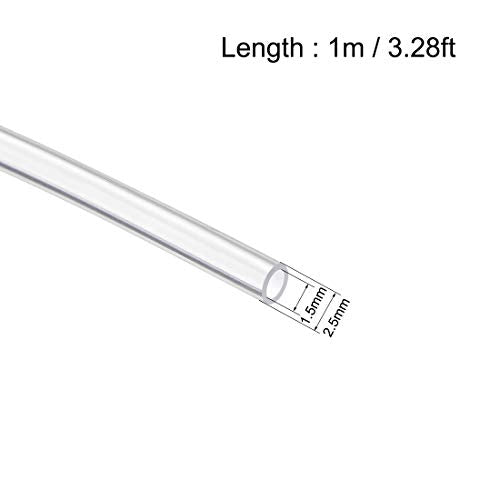 uxcell Silicone Tubing 1/16"(1.5mm) ID x 3/32"(2.5mm) OD 3.3ft(1m) Silicone Rubber Tube Air Hose Clear