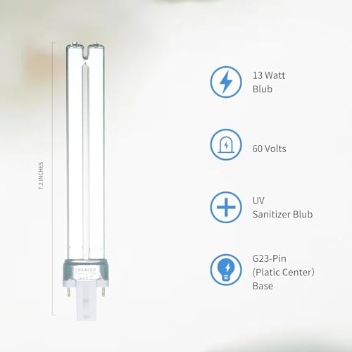 13W Replacement Light Bulb, for Outdoor Pond Clarifier Compatible with JUP-01 UVE9 CF400 CF500 UV CP-9 UV Light for Fish Tank, Turtle Tank, Aquarium, 4 Pack 13W UV C Lamp for G23 Base - size: 13W-UVC-4P