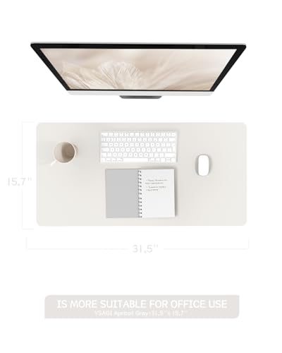 YSAGi Non-Slip Leather Desk Pad, Waterproof Laptop Computer Desk Keyboard Mat, Table Protector Blotter Mat, Large Mouse Pad for Office/Work/Home/Decor(Apricot Gray, 31.5" x 15.7") - color: Apricot Gray, size: 31.5" x 15.7"