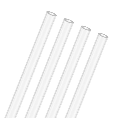 M METERXITY 4-Pack Clear Rigid Acrylic Pipe, 2mm[0.08"] ID x 4mm[0.16"] OD Plastic Round Tube for Water Cooling System/Lamps/Fountains/Aquariums/Display Stand, Acrylic Tubing [305mm/12IN] - size: 2mm ID x 4mm OD