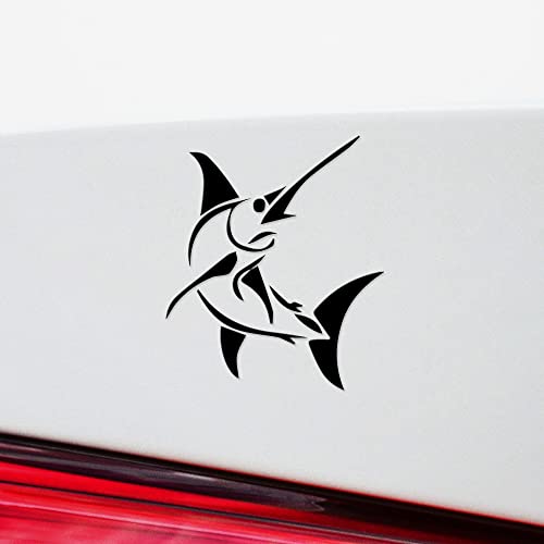 Decal Stickers of Stylized Marlin Fish (Black) (Set of 2) Premium Waterproof Vinyl Decal Stickers for Laptop Phone Accessory Helmet Car Window Mug Tuber Cup Door Wall - BICVER1512501BLW19Y24 - color: Black, size: 3.8'' x 4.4''