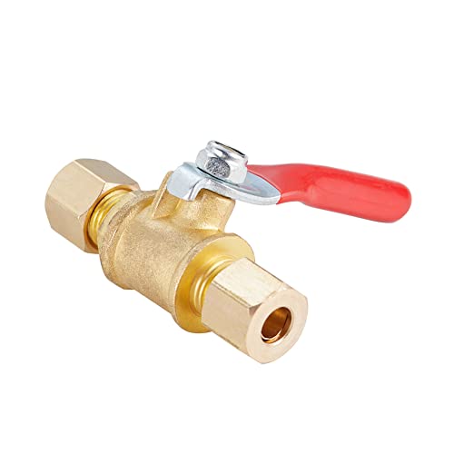 Brass Ball Valve Shut Off Switch, Tubing Fitting Straight Coupling Adapter 2pcs (1/4" Compression x 1/4" Compression) - size: 1/4" Compression x 1/4" Compression