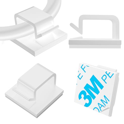 120 PCS Cable Clips White, Upgraded Adhesive Wire Clips for Wall, Strong Cord Clips Holders Wire Organizer for Cable Management, Christmas Lights, USB, Phone Charger, Cat 6, Car Dash Cam - color: White, size: Small_120p