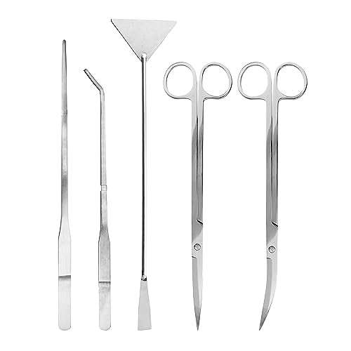 Mandala Crafts Stainless Steel Aquascaping Tools Kit – Aquarium Plant Tools with Tweezers, Spatula, and Scissors for Fish Tanks, Hospital Tanks, Goldfish Bowls, Aquariums, and Terrariums - color: Stainless Steel 5-in-1 Kit, size: 12 Inches