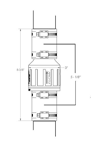 Silent Check Valve - 1-1/2" with Buna-N Couplings, Model CV-150, Spring-Loaded Flapper, Sump Pump Life Expectancy Increase, Includes Steel Clamps Fit 1-1/2″ Pipe